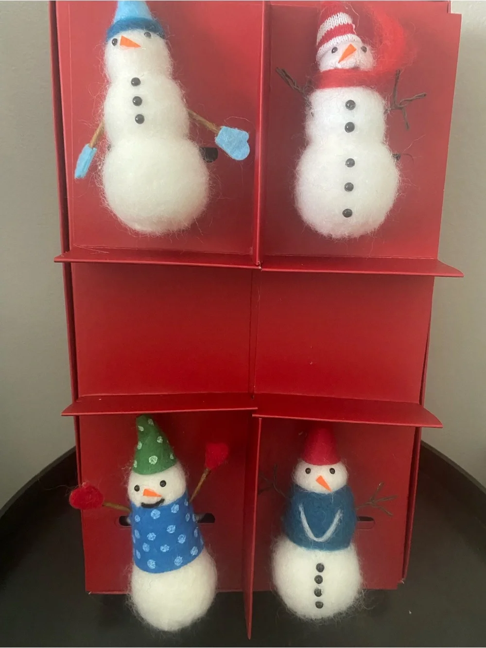 Williams Sonoma Felt Snowmen Set of Four NWT